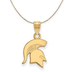 14k Yellow Gold Michigan State Small Spartans Necklace - 22 Inch